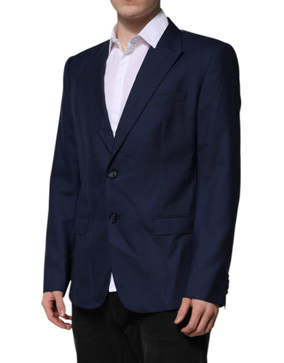 Dolce &amp; Gabbana – Einreihiger Anzugmantel-Blazer aus blauer Wolle