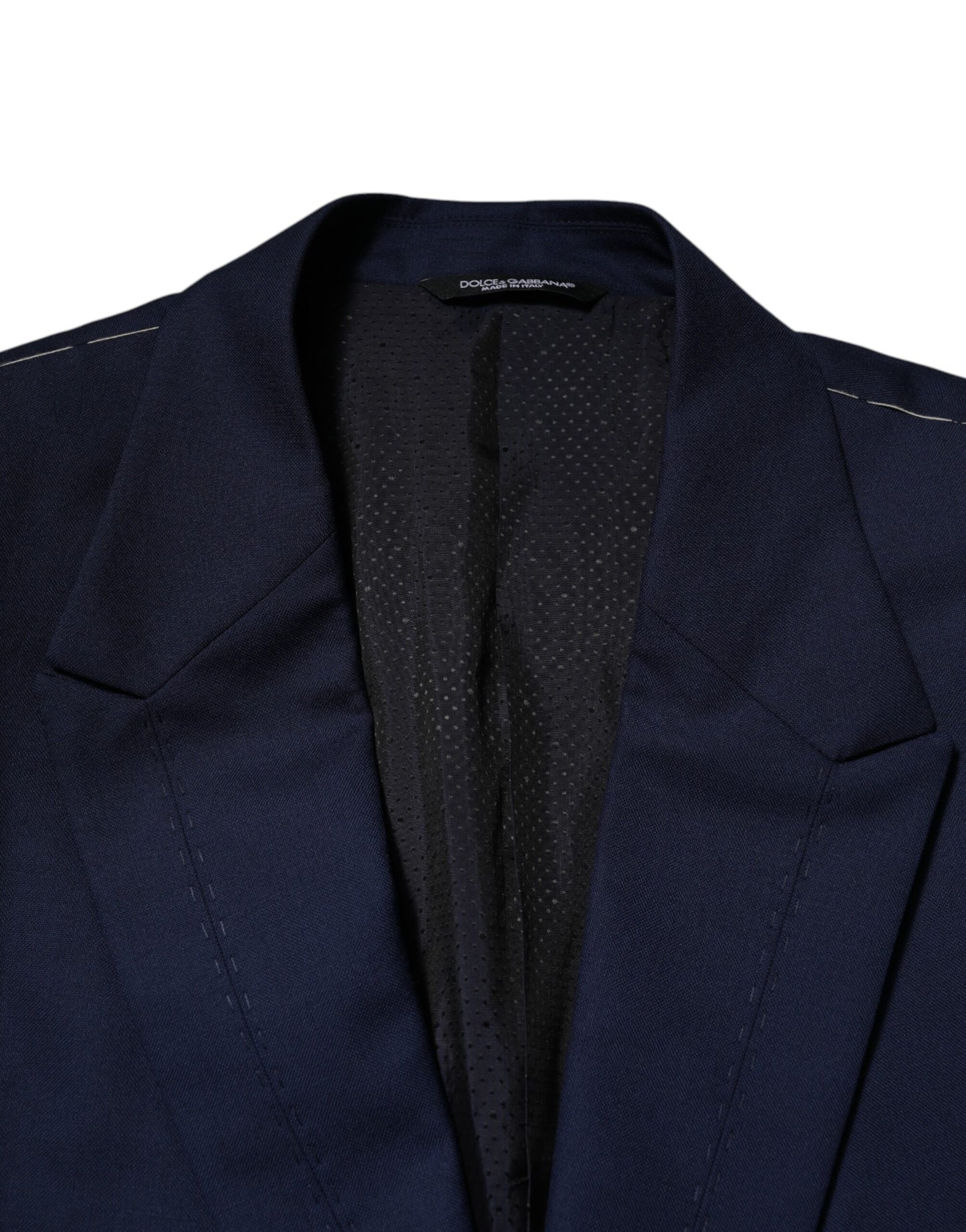 Dolce &amp; Gabbana – Einreihiger Anzugmantel-Blazer aus blauer Wolle