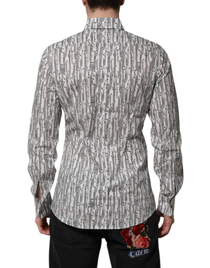 Dolce &amp; Gabbana – Lässiges Langarmhemd mit Blumenmuster in Weiß