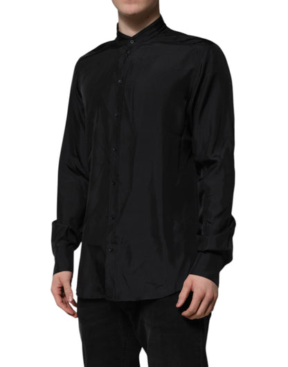 Dolce &amp; Gabbana Dunkelblaues MARTINI-Hemd aus Seide für Herren