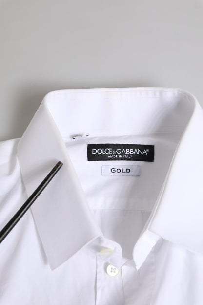 Dolce &amp; Gabbana Weißes langärmliges Hemd aus Baumwolle in GOLD