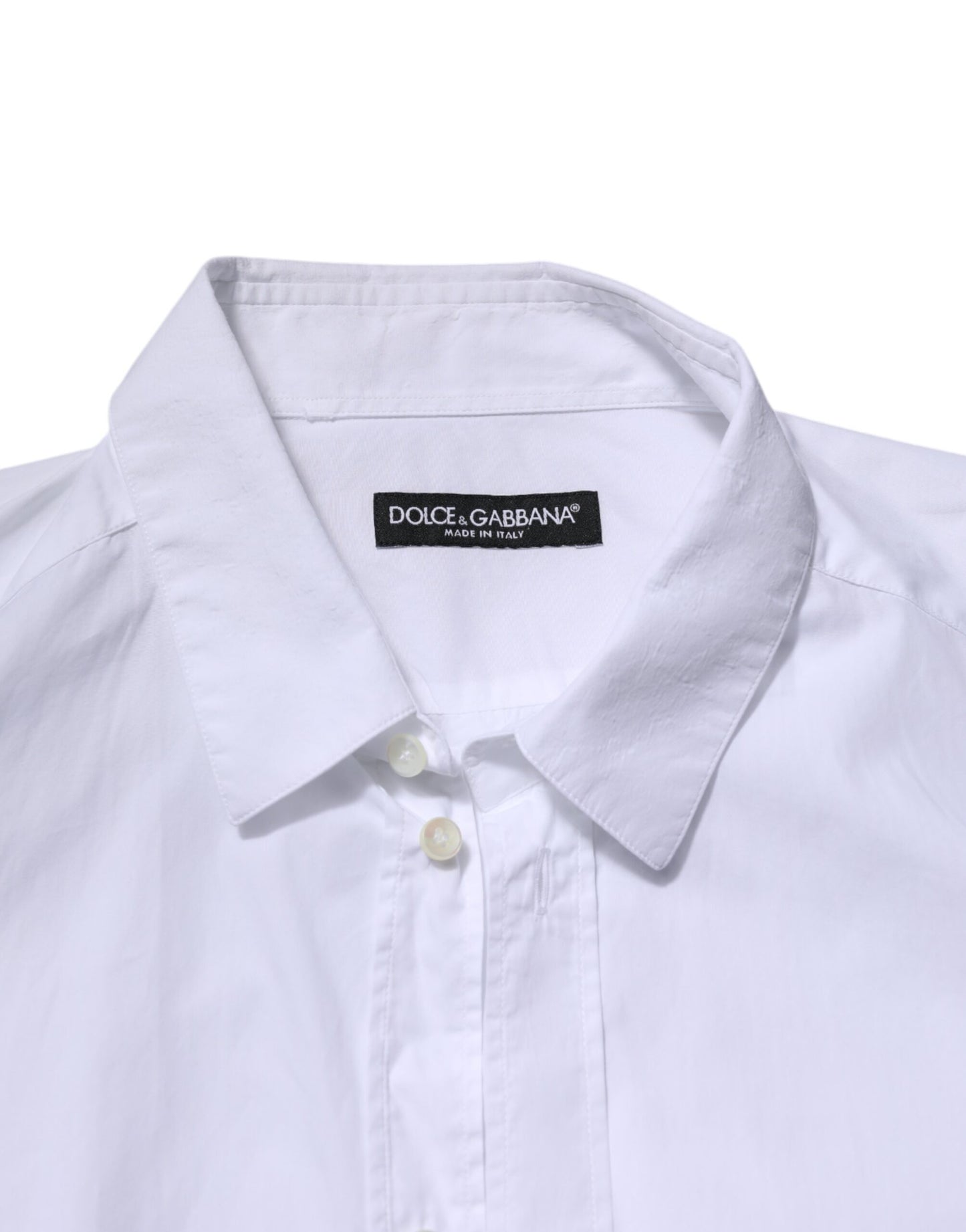 Dolce & Gabbana White Cotton Long Sleeves Dress Formal Shirt