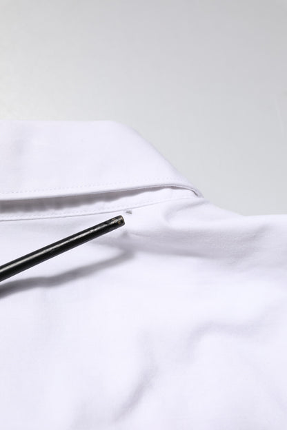 Dolce &amp; Gabbana – Weißes, langärmliges, formelles Baumwollhemd „STAFF“