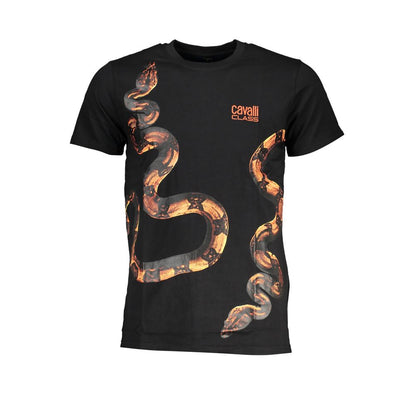 Schwarzes Baumwoll-T-Shirt der Cavalli Class