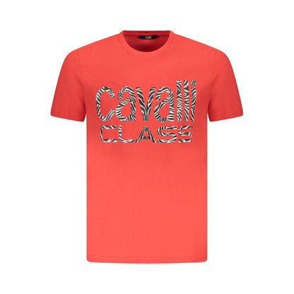 Cavalli Class Rotes Herren-T-Shirt aus Baumwolle