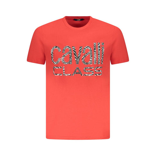Cavalli Class Rotes Herren-T-Shirt aus Baumwolle