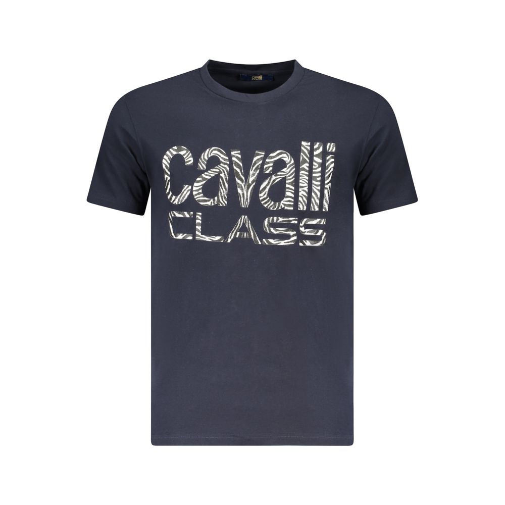 Cavalli Class Herren-T-Shirt aus blauer Baumwolle