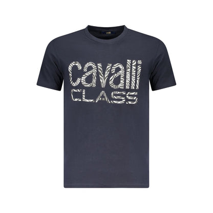 Cavalli Class Herren-T-Shirt aus blauer Baumwolle