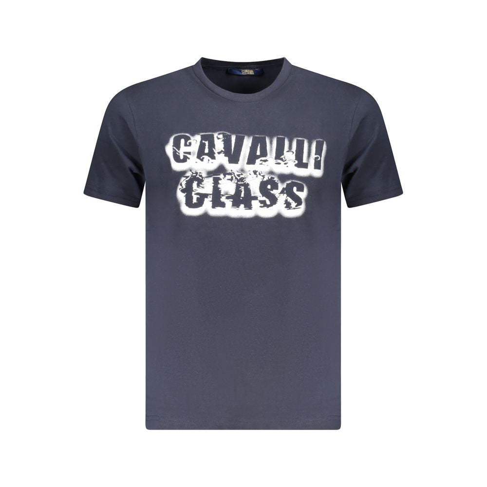 Cavalli Class Herren-T-Shirt aus blauer Baumwolle