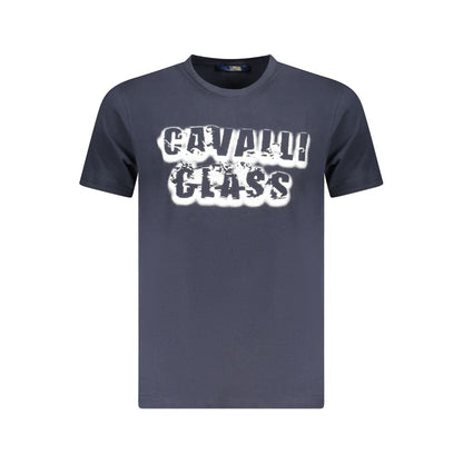 Cavalli Class Herren-T-Shirt aus blauer Baumwolle