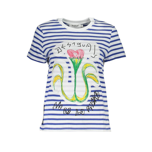Desigual Blaues Baumwoll-T-Shirt für Damen