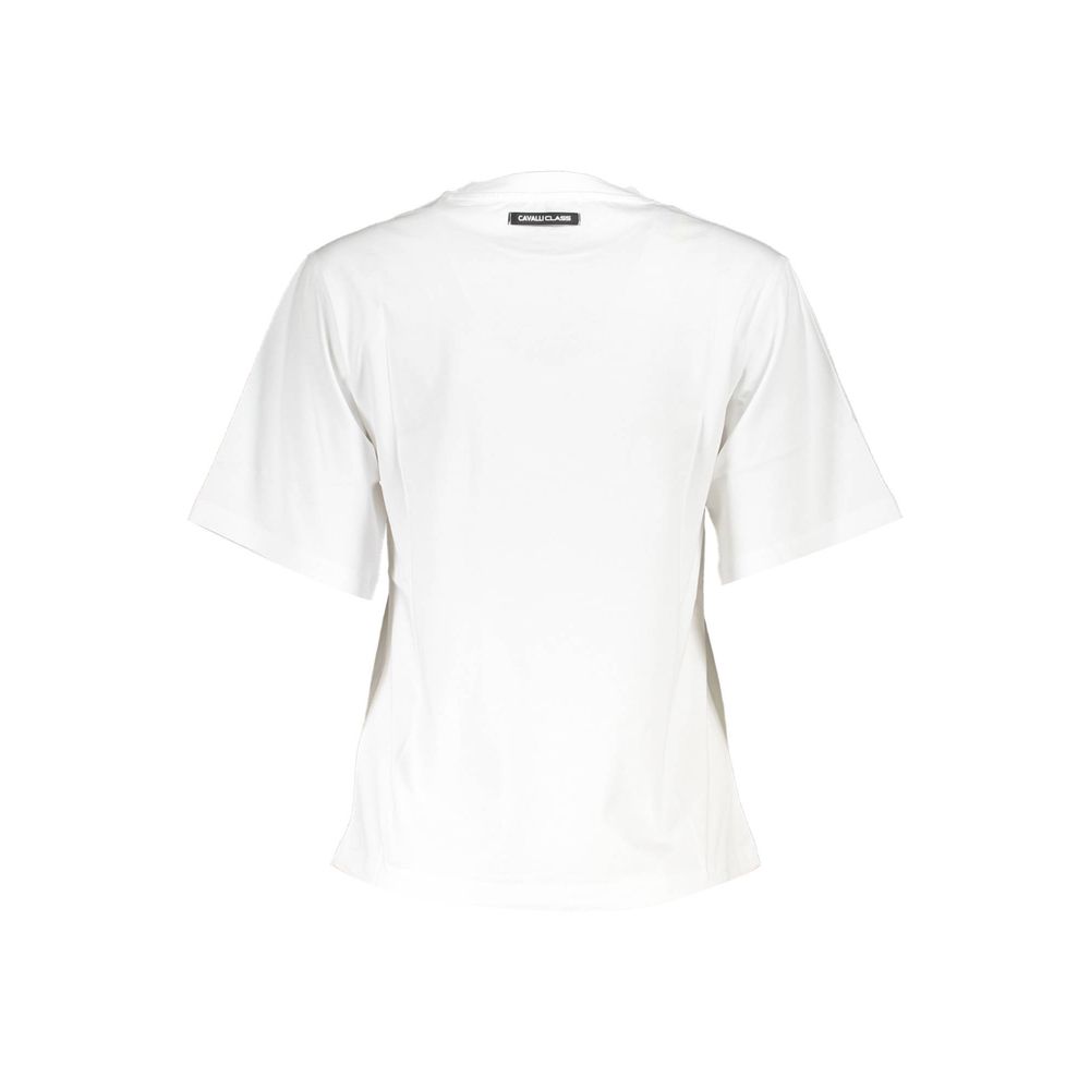 Cavalli Class Weißes Damen-T-Shirt aus Baumwolle