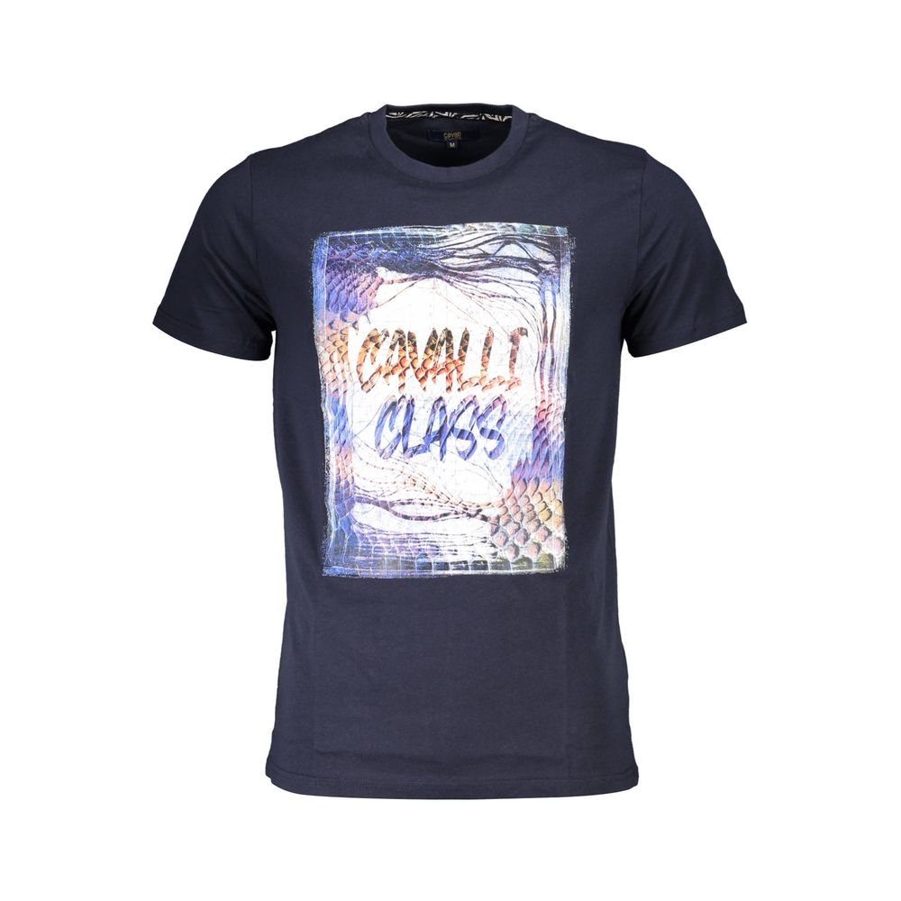 Cavalli Class Herren-T-Shirt aus blauer Baumwolle