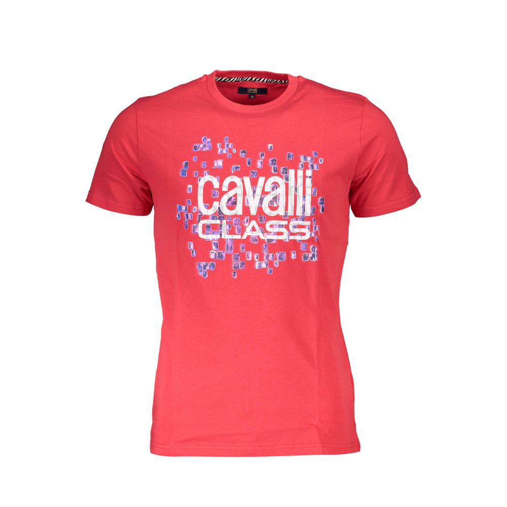 Cavalli Class Rotes Herren-T-Shirt aus Baumwolle