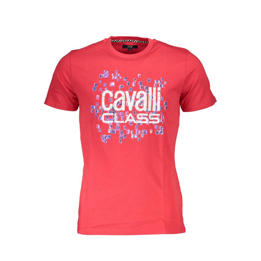 Cavalli Class Rotes Herren-T-Shirt aus Baumwolle