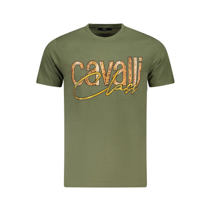 Cavalli Class Grünes Herren-T-Shirt aus Baumwolle