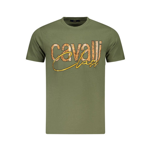Cavalli Class Grünes Herren-T-Shirt aus Baumwolle