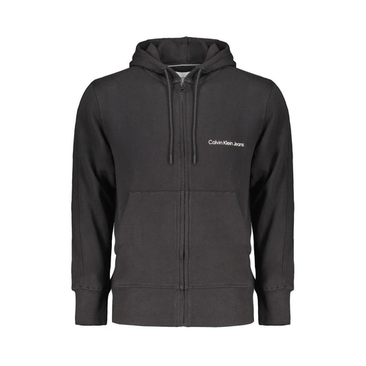 Calvin Klein – Schwarzer Herrenpullover aus Baumwolle mit Kapuze und Mitteltaschen