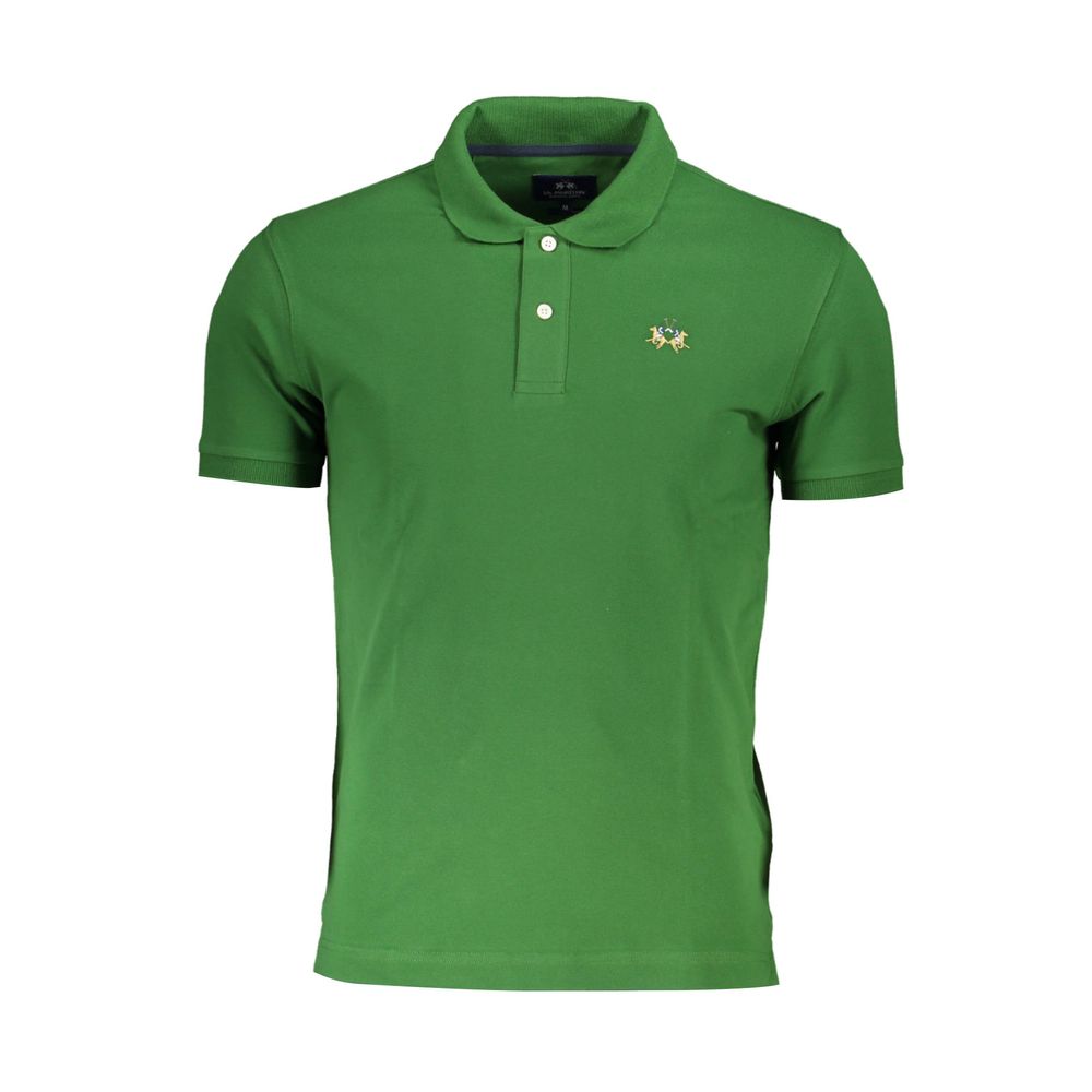 La Martina Elegantes, grünes Slim-Fit-Poloshirt mit Kontrastdetails