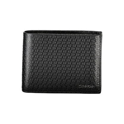 Calvin Klein – Elegante, zweifach gefaltete Brieftasche aus schwarzem Leder mit RFID-Block