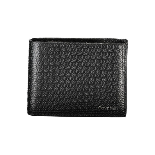 Calvin Klein – Elegante, zweifach gefaltete Brieftasche aus schwarzem Leder mit RFID-Block