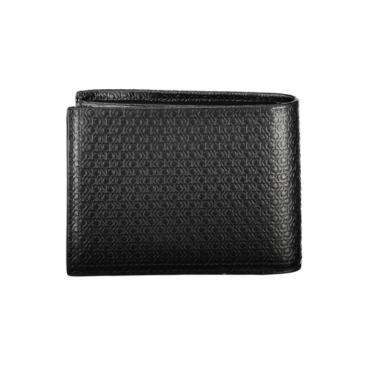 Calvin Klein – Elegante, zweifach gefaltete Brieftasche aus schwarzem Leder mit RFID-Block