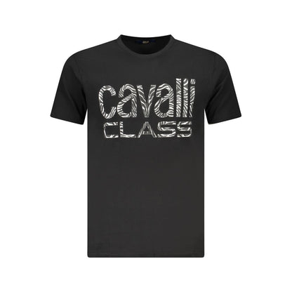 Cavalli Class Schwarzes Herren-T-Shirt aus Baumwolle