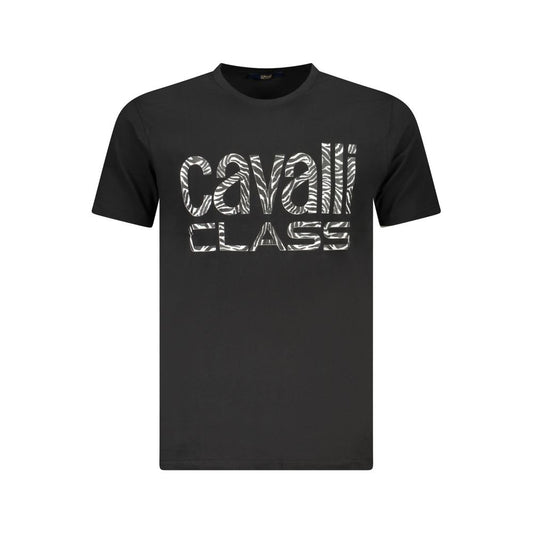 Cavalli Class Schwarzes Herren-T-Shirt aus Baumwolle