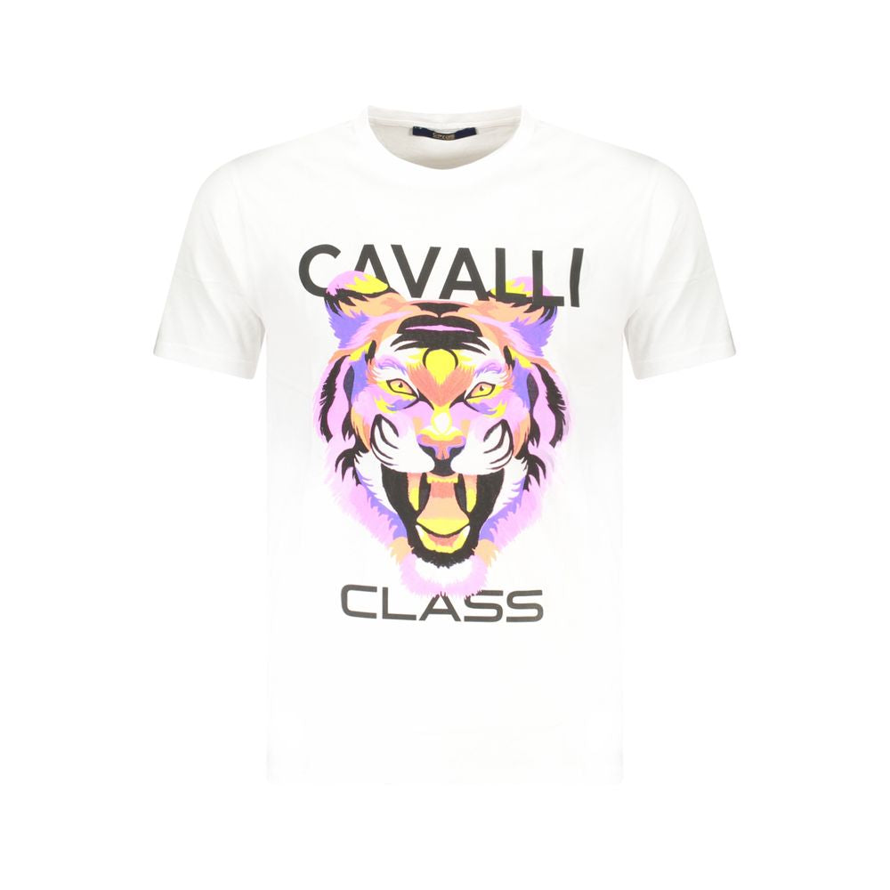 Cavalli Class Weißes Herren-T-Shirt aus Baumwolle