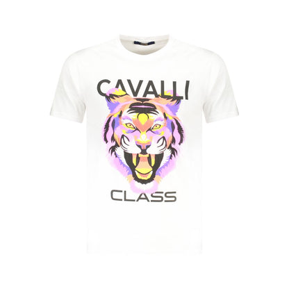 Cavalli Class Weißes Herren-T-Shirt aus Baumwolle