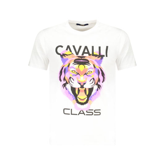Cavalli Class Weißes Herren-T-Shirt aus Baumwolle