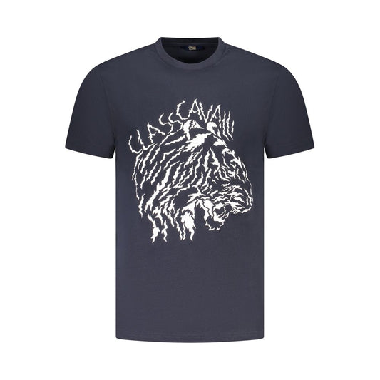 Cavalli Class Herren-T-Shirt aus blauer Baumwolle