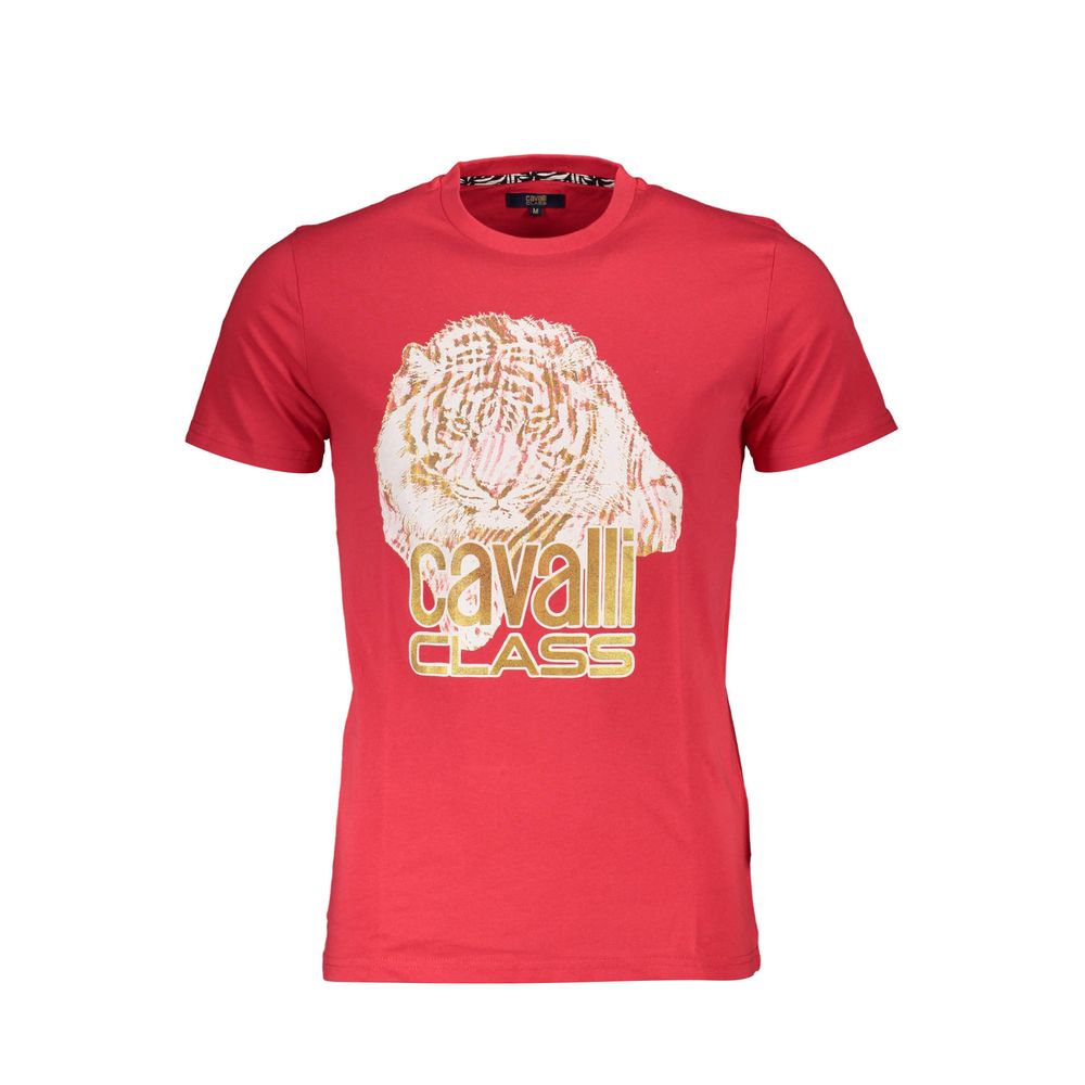 Cavalli Class Rotes Herren-T-Shirt aus Baumwolle