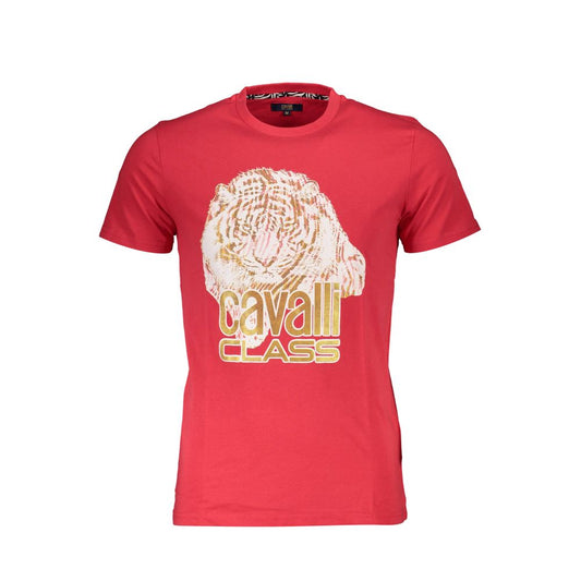 Cavalli Class Rotes Herren-T-Shirt aus Baumwolle