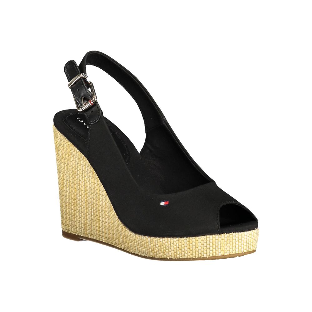 Tommy Hilfiger – Schwarze Baumwoll-Sandalen für Damen