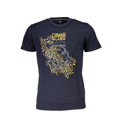 Cavalli Class Herren-T-Shirt aus blauer Baumwolle