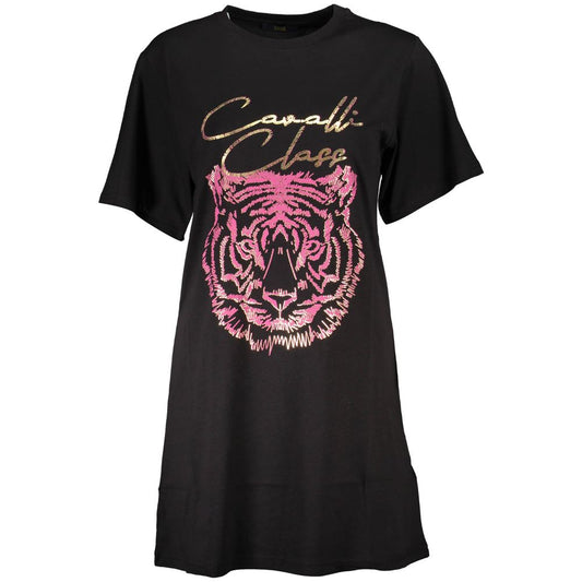Cavalli Class Schwarzes Damen-T-Shirt aus Baumwolle