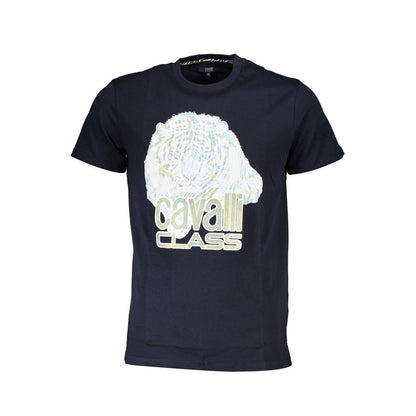 Cavalli Class Herren-T-Shirt aus blauer Baumwolle