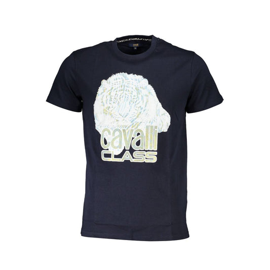 Cavalli Class Herren-T-Shirt aus blauer Baumwolle