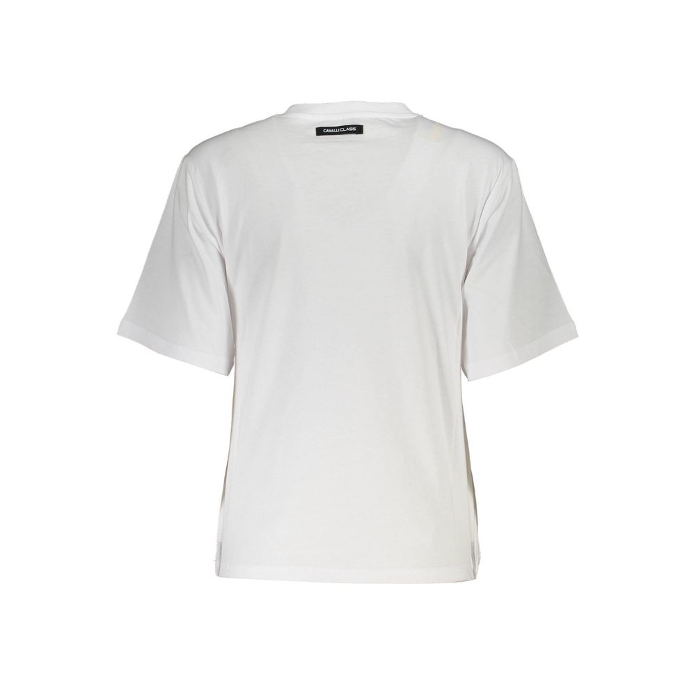 Cavalli Class Weißes Damen-T-Shirt aus Baumwolle