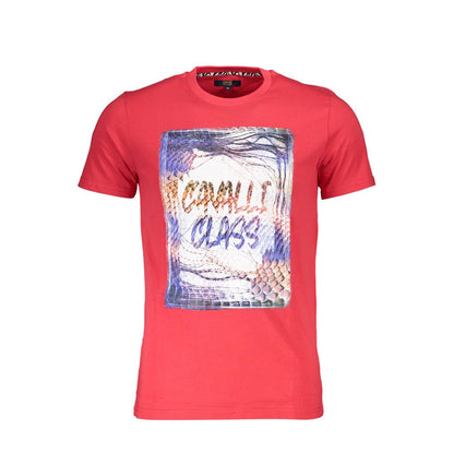 Cavalli Class Rotes Herren-T-Shirt aus Baumwolle