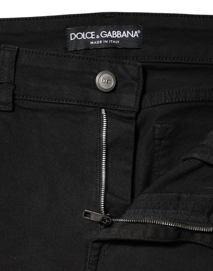 Dolce & Gabbana Black Cotton Mid Waist Denim Jeans