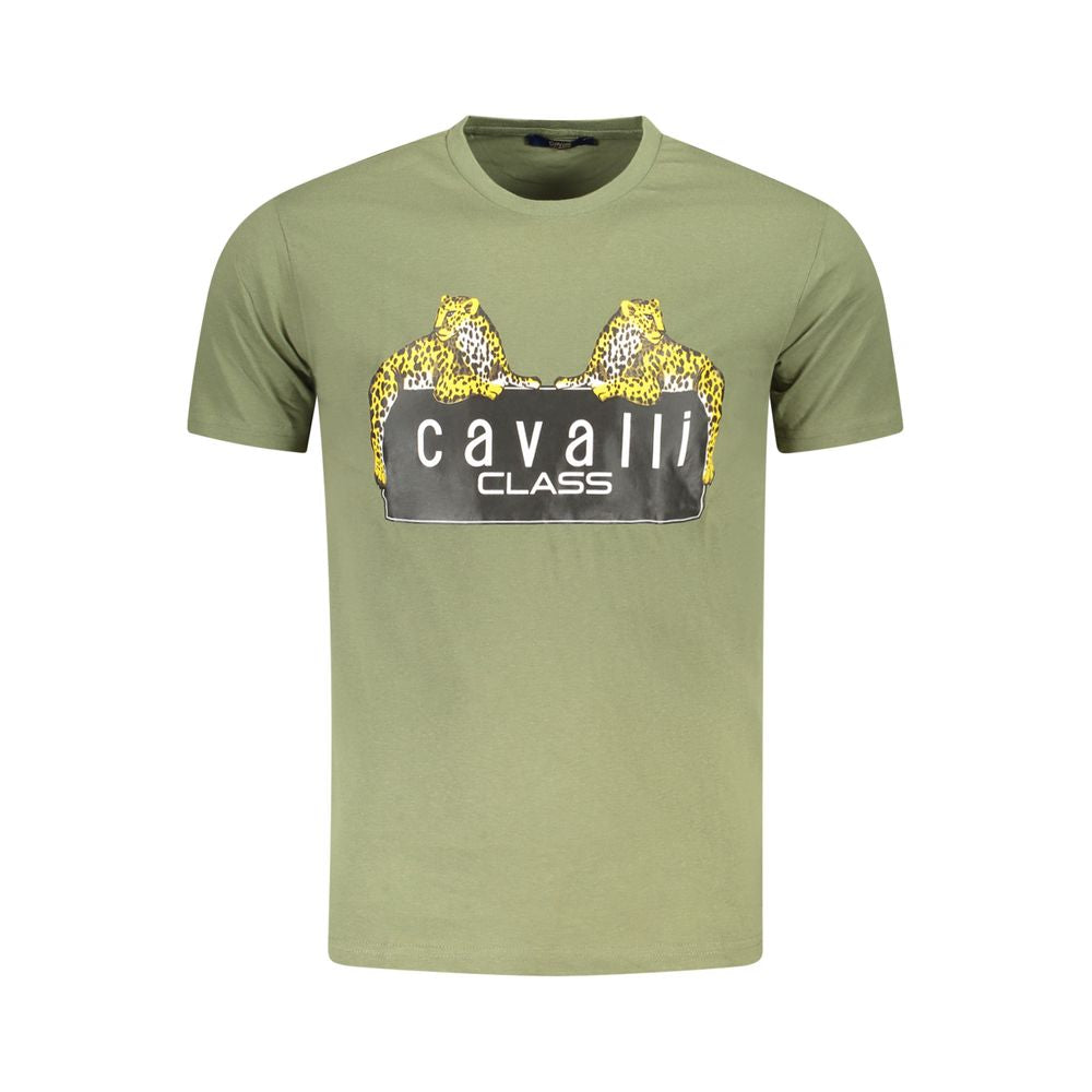 Cavalli Class Grünes Herren-T-Shirt aus Baumwolle