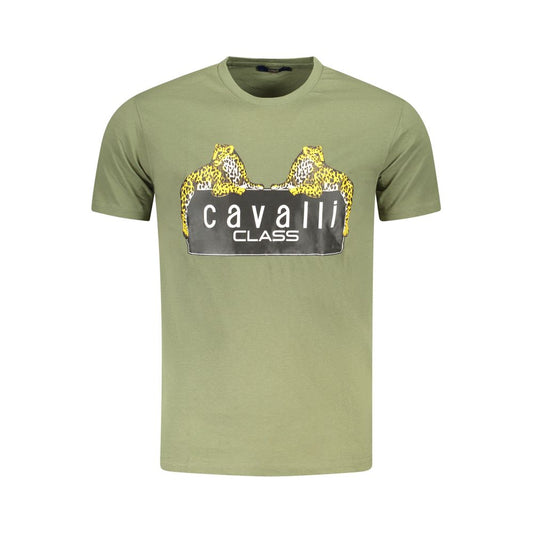 Cavalli Class Grünes Herren-T-Shirt aus Baumwolle