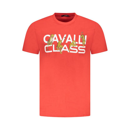 Cavalli Class Rotes Herren-T-Shirt aus Baumwolle