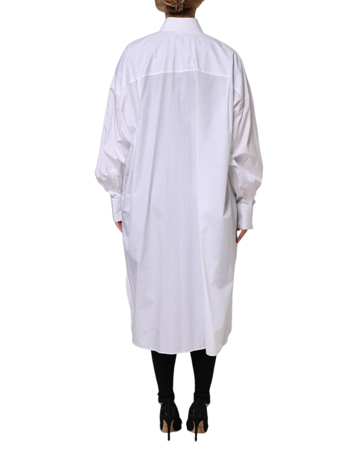 Dolce & Gabbana White Cotton Collared Shirt Long Sleeve Top