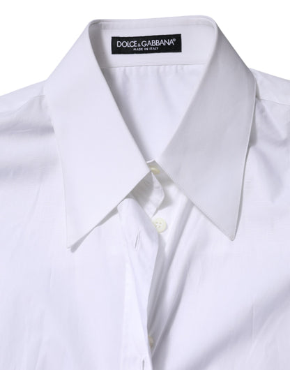 Dolce & Gabbana White Cotton Collared Shirt Long Sleeve Top