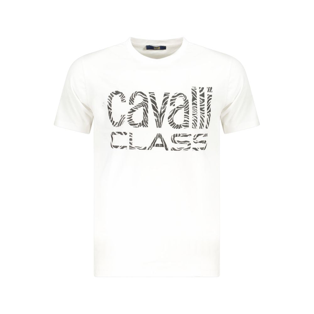 Cavalli Class Weißes Herren-T-Shirt aus Baumwolle