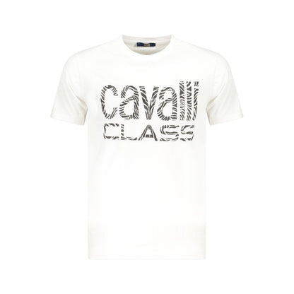Cavalli Class Weißes Herren-T-Shirt aus Baumwolle