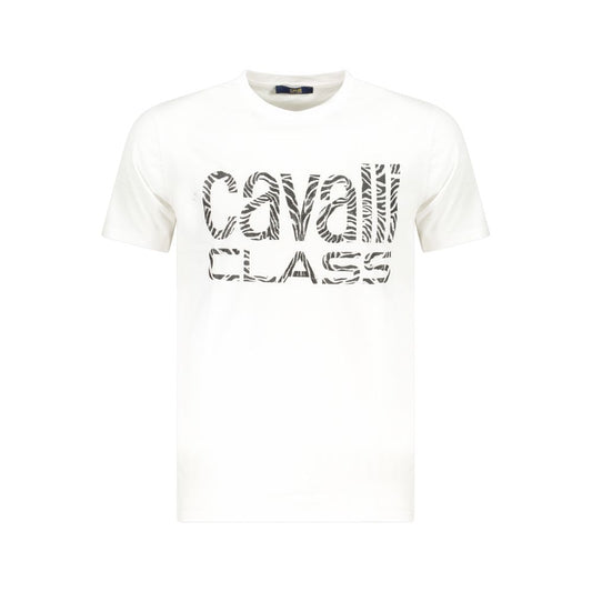 Cavalli Class Weißes Herren-T-Shirt aus Baumwolle